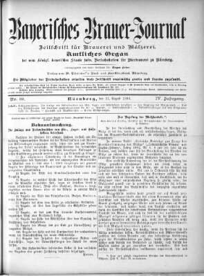 Bayerisches Brauer-Journal Samstag 11. August 1894