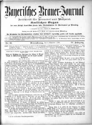 Bayerisches Brauer-Journal Samstag 1. September 1894