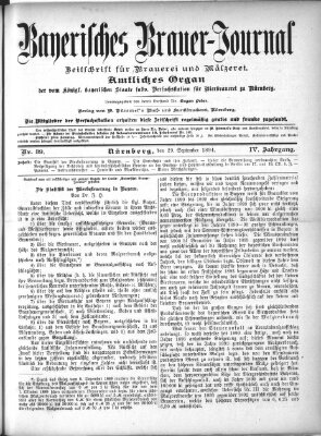 Bayerisches Brauer-Journal Samstag 29. September 1894