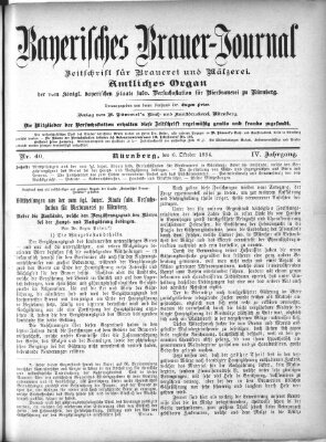 Bayerisches Brauer-Journal Samstag 6. Oktober 1894