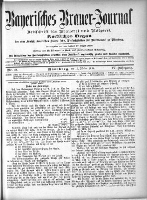 Bayerisches Brauer-Journal Samstag 13. Oktober 1894