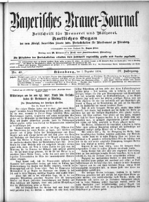 Bayerisches Brauer-Journal Samstag 1. Dezember 1894