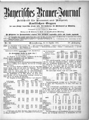 Bayerisches Brauer-Journal Samstag 29. Dezember 1894