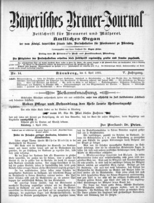 Bayerisches Brauer-Journal Samstag 6. April 1895