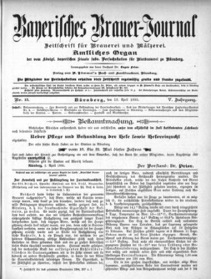 Bayerisches Brauer-Journal Samstag 13. April 1895