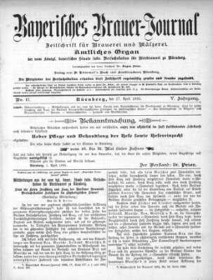 Bayerisches Brauer-Journal Samstag 27. April 1895