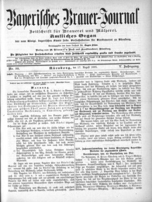 Bayerisches Brauer-Journal Samstag 17. August 1895