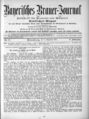 Bayerisches Brauer-Journal Samstag 14. September 1895