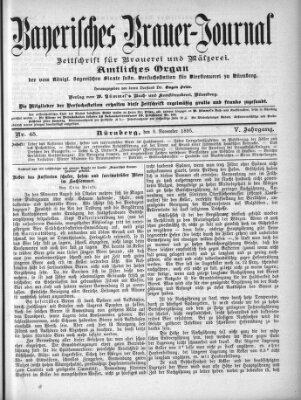 Bayerisches Brauer-Journal Samstag 9. November 1895