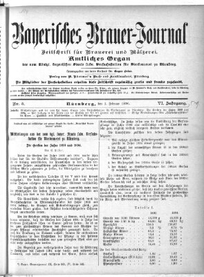 Bayerisches Brauer-Journal Samstag 1. Februar 1896