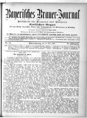 Bayerisches Brauer-Journal Samstag 11. April 1896