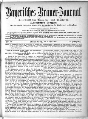 Bayerisches Brauer-Journal Samstag 18. April 1896