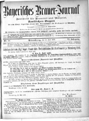 Bayerisches Brauer-Journal Samstag 13. Juni 1896