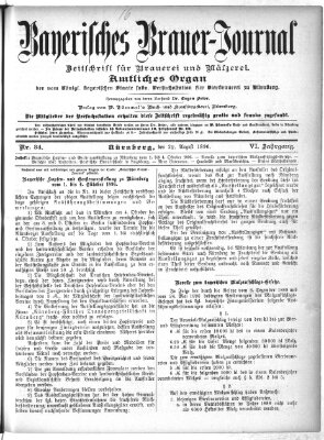 Bayerisches Brauer-Journal Samstag 22. August 1896