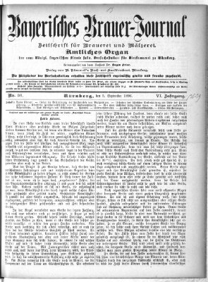 Bayerisches Brauer-Journal Samstag 5. September 1896