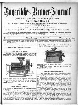 Bayerisches Brauer-Journal Samstag 31. Oktober 1896