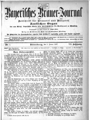 Bayerisches Brauer-Journal Samstag 2. Januar 1897