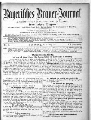 Bayerisches Brauer-Journal Samstag 13. März 1897