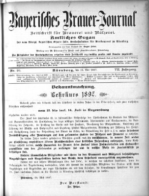 Bayerisches Brauer-Journal Samstag 15. Mai 1897