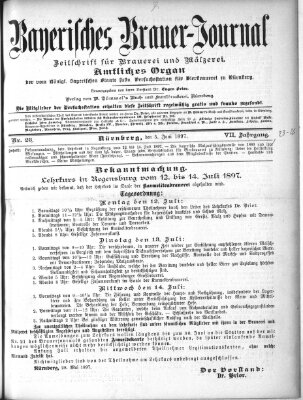 Bayerisches Brauer-Journal Samstag 5. Juni 1897