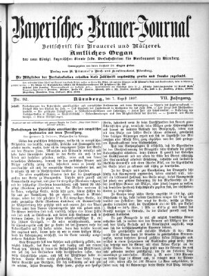 Bayerisches Brauer-Journal Samstag 7. August 1897