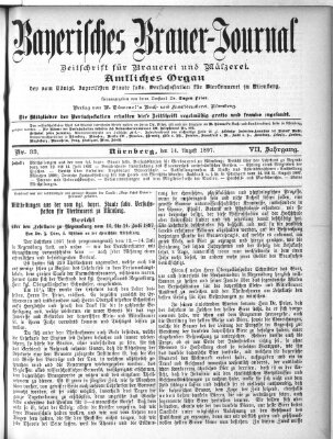 Bayerisches Brauer-Journal Samstag 14. August 1897