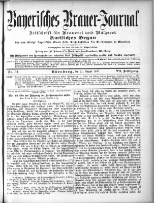 Bayerisches Brauer-Journal Samstag 21. August 1897