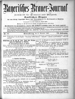 Bayerisches Brauer-Journal Samstag 25. September 1897