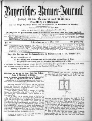 Bayerisches Brauer-Journal Samstag 2. Oktober 1897