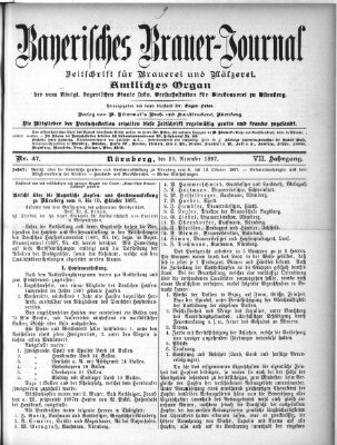 Bayerisches Brauer-Journal Samstag 20. November 1897