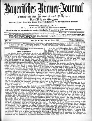 Bayerisches Brauer-Journal Samstag 12. März 1898