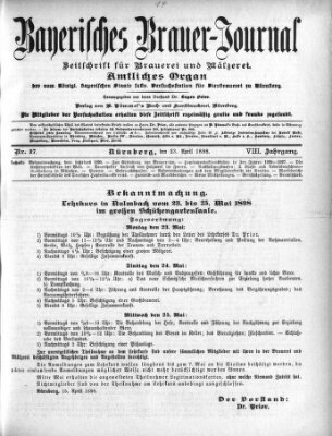 Bayerisches Brauer-Journal Samstag 23. April 1898