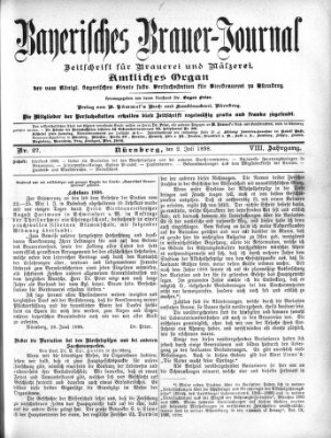 Bayerisches Brauer-Journal Samstag 2. Juli 1898