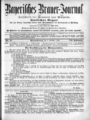 Bayerisches Brauer-Journal Samstag 5. November 1898