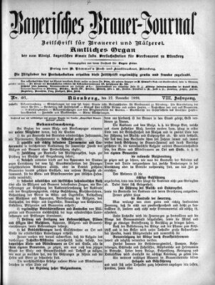 Bayerisches Brauer-Journal Samstag 12. November 1898