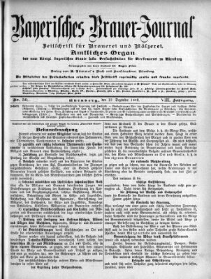 Bayerisches Brauer-Journal Samstag 10. Dezember 1898