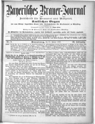 Bayerisches Brauer-Journal Samstag 21. Januar 1899