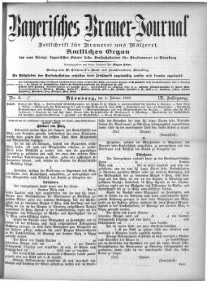 Bayerisches Brauer-Journal Samstag 4. Februar 1899