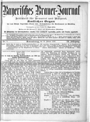 Bayerisches Brauer-Journal Samstag 18. Februar 1899