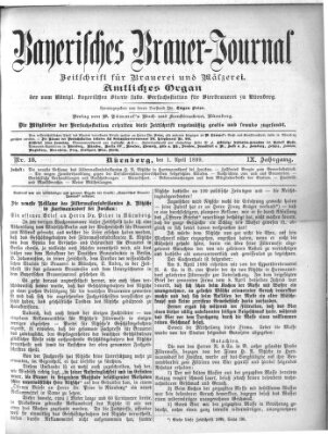 Bayerisches Brauer-Journal Samstag 1. April 1899