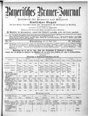 Bayerisches Brauer-Journal Samstag 15. April 1899