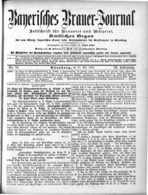 Bayerisches Brauer-Journal Samstag 27. Mai 1899