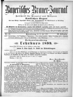 Bayerisches Brauer-Journal Samstag 10. Juni 1899