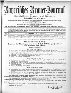 Bayerisches Brauer-Journal Samstag 24. Juni 1899