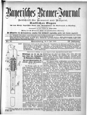 Bayerisches Brauer-Journal Samstag 8. Juli 1899