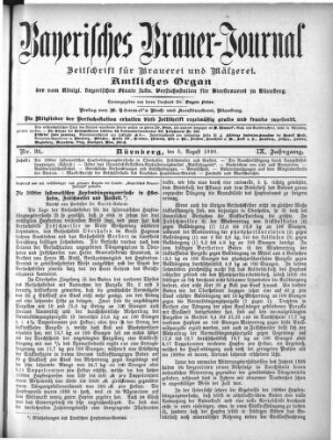 Bayerisches Brauer-Journal Samstag 5. August 1899