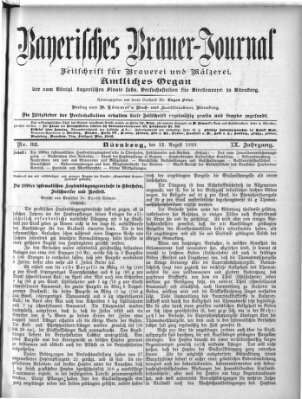 Bayerisches Brauer-Journal Samstag 12. August 1899