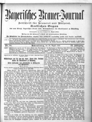 Bayerisches Brauer-Journal Samstag 26. August 1899