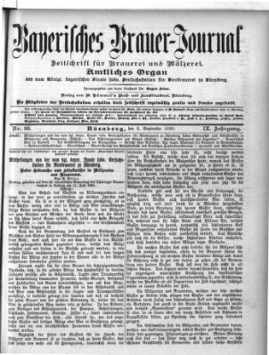 Bayerisches Brauer-Journal Samstag 2. September 1899