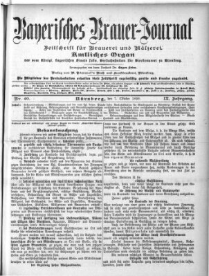 Bayerisches Brauer-Journal Samstag 7. Oktober 1899